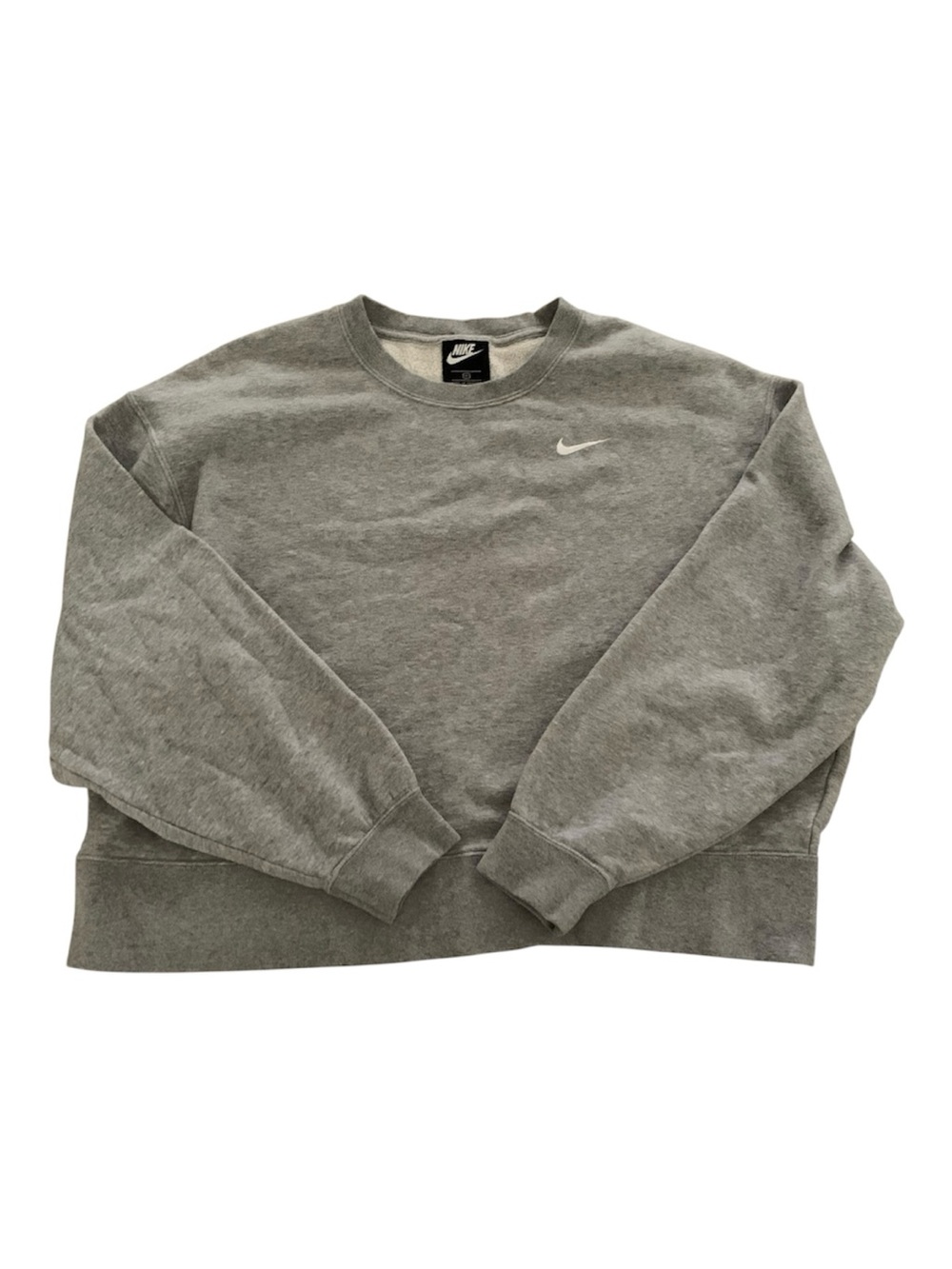 Nike Gray Cropped Crewneck Sweatshirt with Swoosh